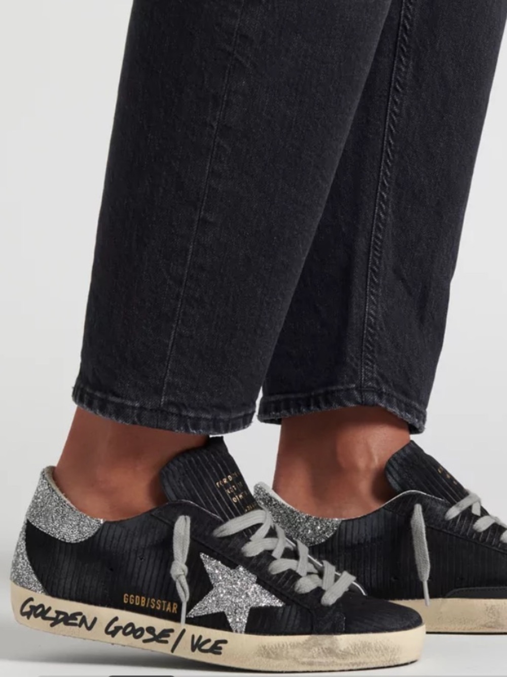 Golden goose crystal  black corduroy superstar sneakers euro 38